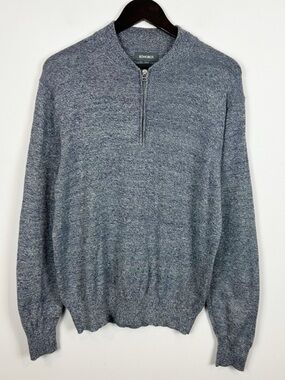 Bonobos Men's Quarter-Zip Sweater Size Medium Cotton Cashmere Blend Blue Heather